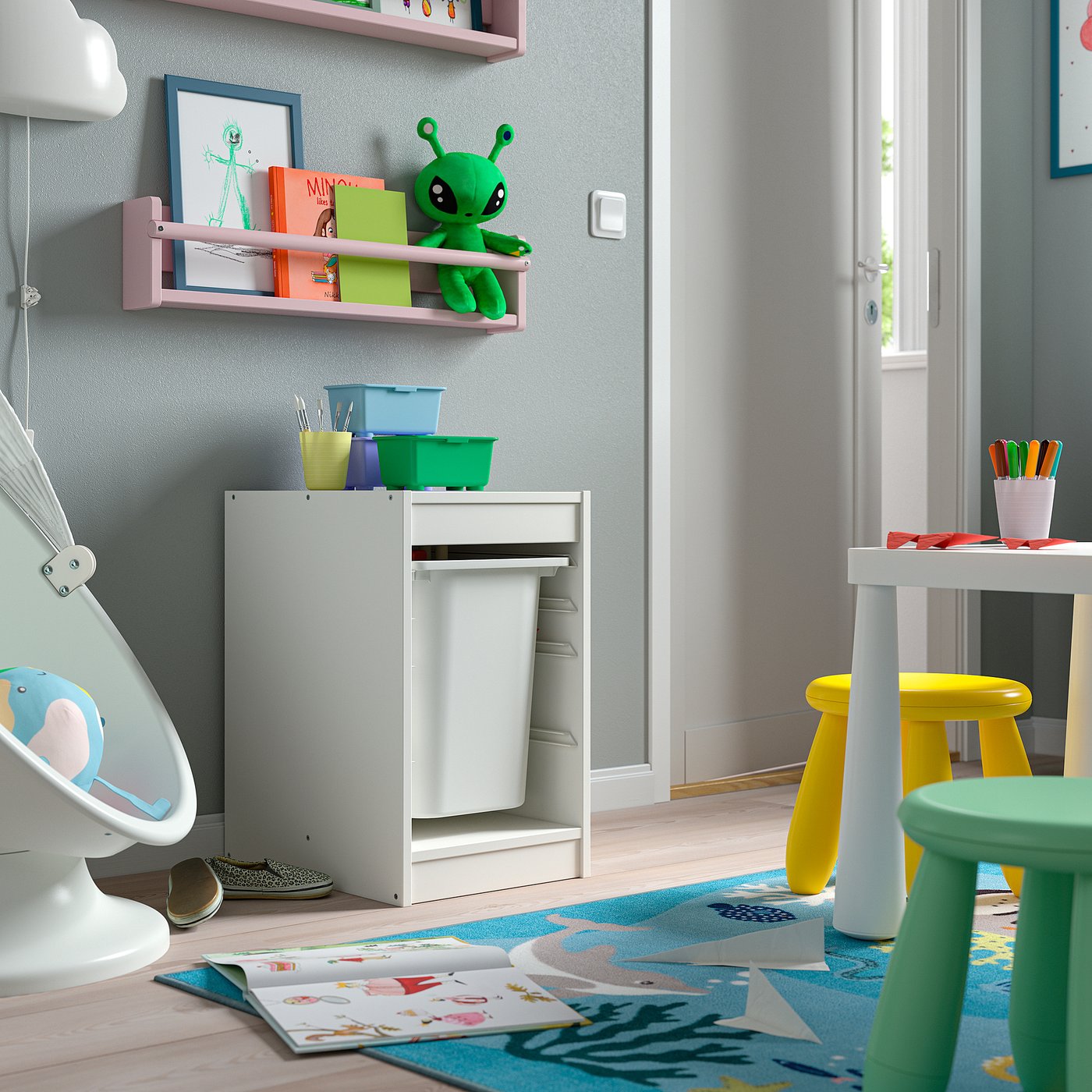 TROFAST トロファスト 収納コンビネーション ボックス付き, ホワイト