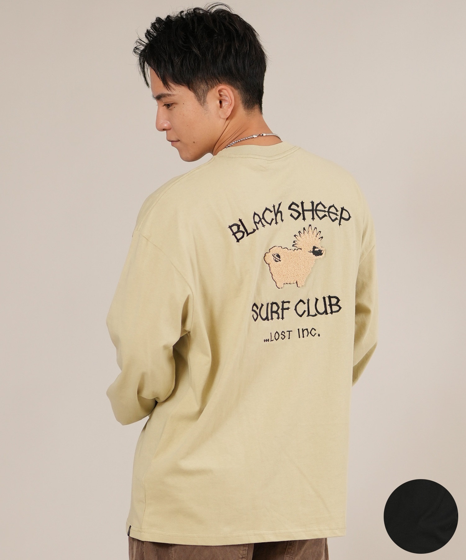 LOST ロスト 長袖 Tシャツ ロンT メンズ バックプリント ロゴ BLACK