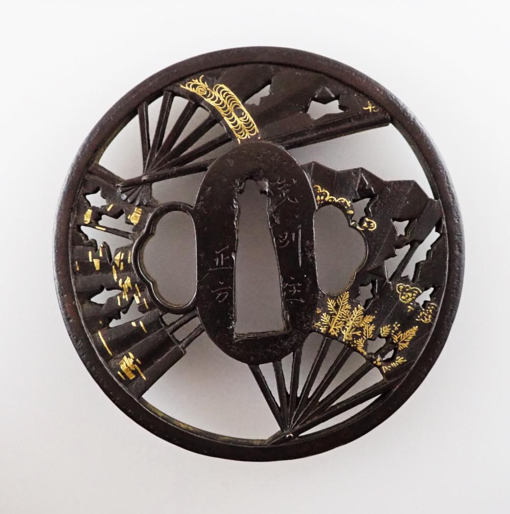 鐔 武州住正方 破扇透 / Tsuba Bushu jyu Masakata Yabure Ogi Sukashi