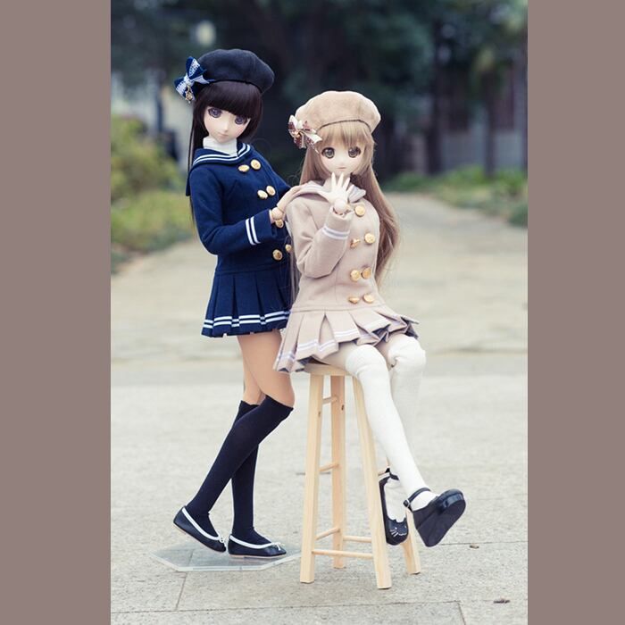 BJD人形用衣装 セーラー服セット コート+帽子+ブローチ カレッジ風