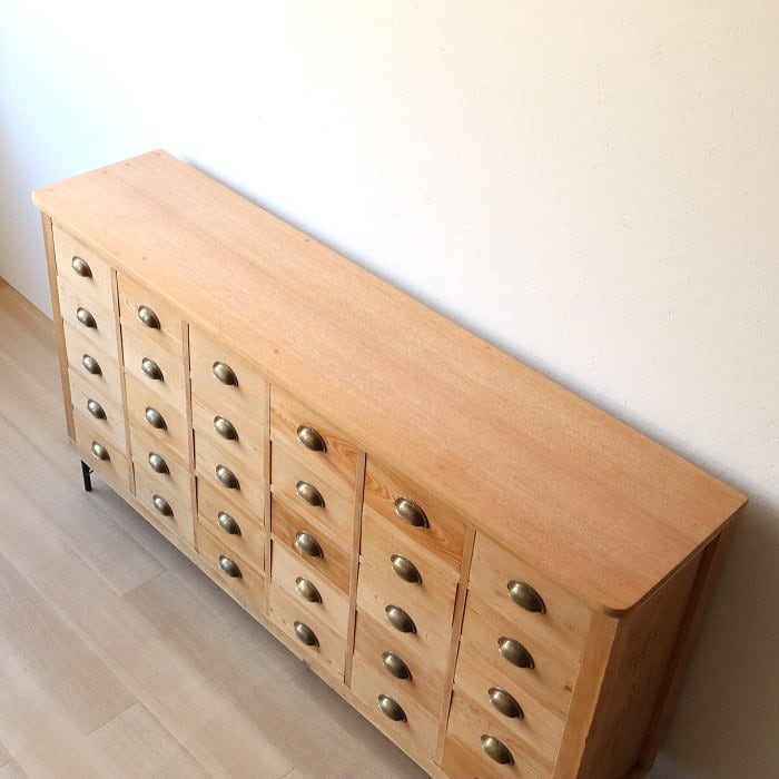 アンティーク 引出し30杯 チェスト 鉄脚 古家具 無垢材 スギ ラワン