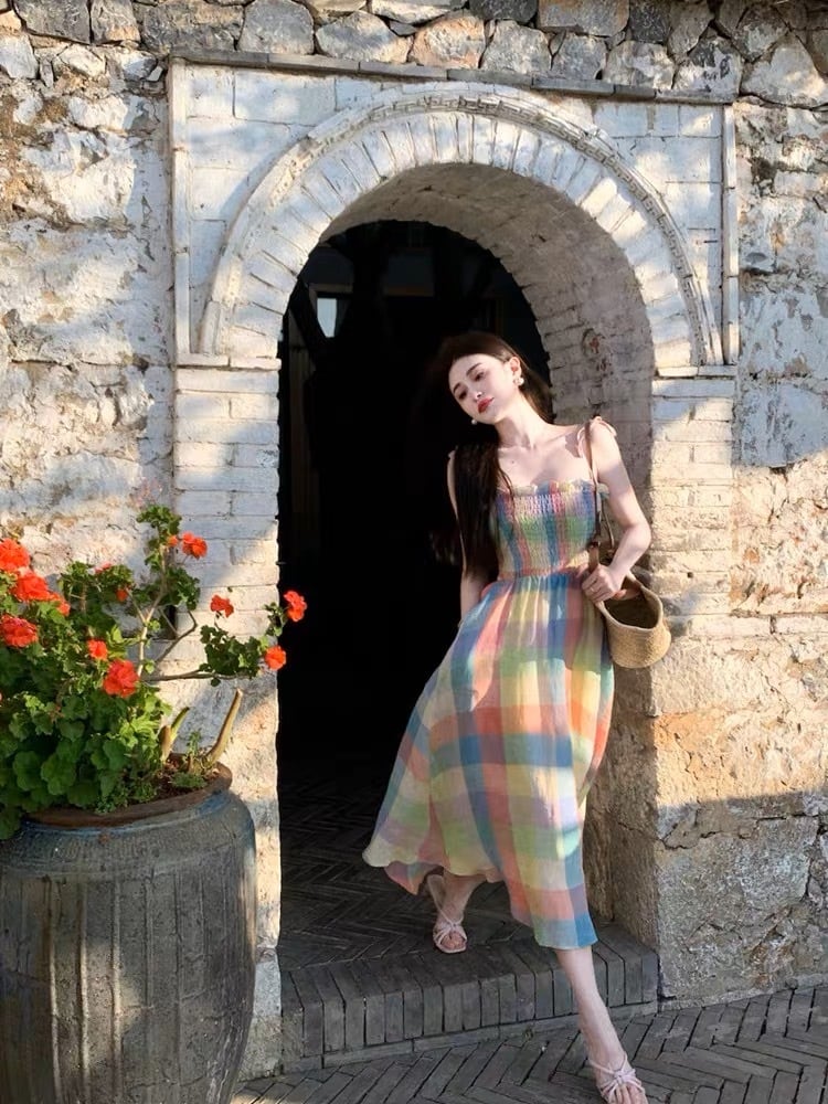 カラフルチェック柄ワンピースG124CON0065 | liberal style. - 韓国