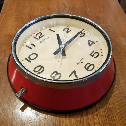 昭和レトロ SEIKO/セイコー 壁掛け時計 バスクロック 赤(レッド