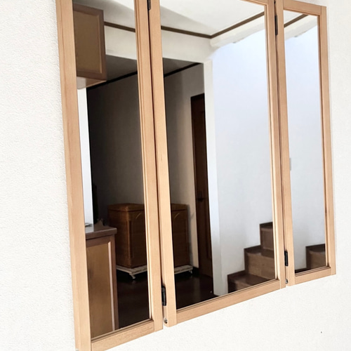 日本製】三面鏡 ドレッサー 立て掛けミラー 壁掛けミラー ドレッサー