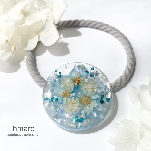 水いろ ／ ボタニカル レジン ヘアゴム（ポニーフック）／大人 ドライ