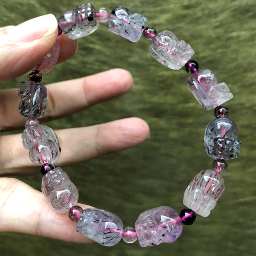 天然超七水晶貔貅手串吉祥手錬スーパーセブン貔貅ブレスレット(レア