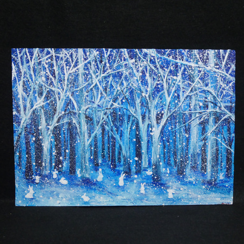 油絵 油彩 油彩画 絵 絵画 【冬の林の兎】 絵画 HR 通販 15127968