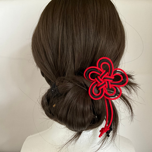 地雷系カラーあり！梅結びのUピン かんざし ヘアピン スタイリッシュ