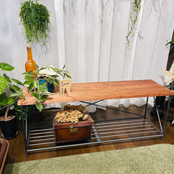 360°回転3段ラック 観葉植物 無垢板 回転 ディスプレイ カフェ風