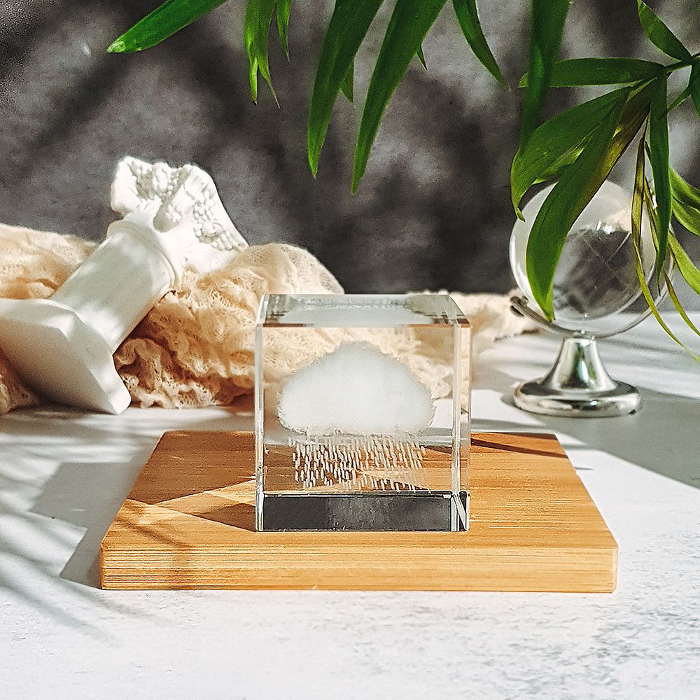 韓国雑貨】クリスタル オブジェ 雲 キューブ ガラス 置物 (オブジェ