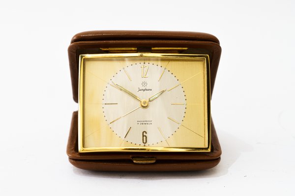 Travel Leather Alarm Clock from Junghans, 1960s for sale at Pamono