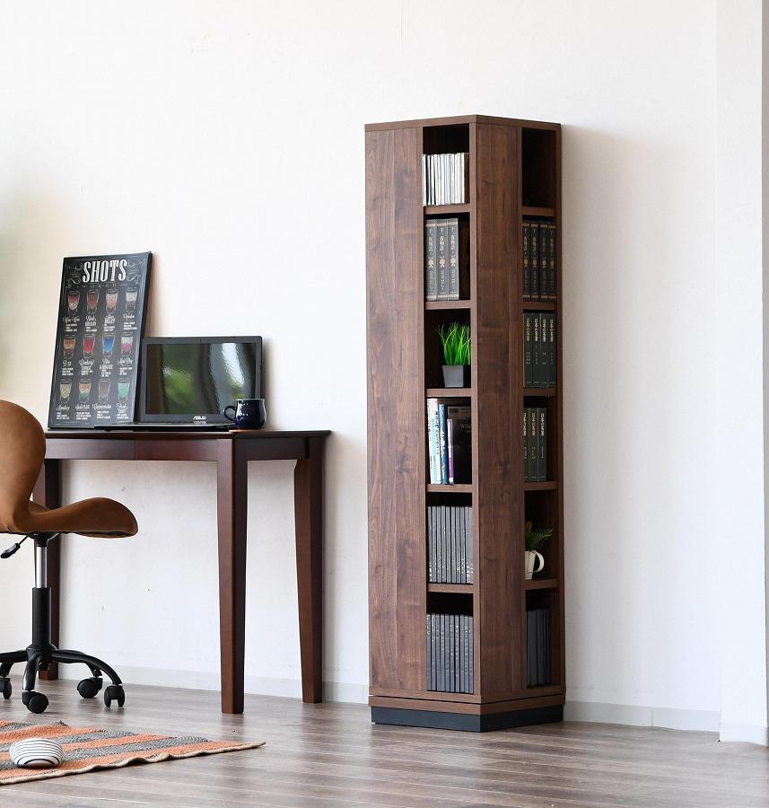 大川家具 回転 本棚 6段 高さ150cm【ブラウン】｜マイナビふるさと納税