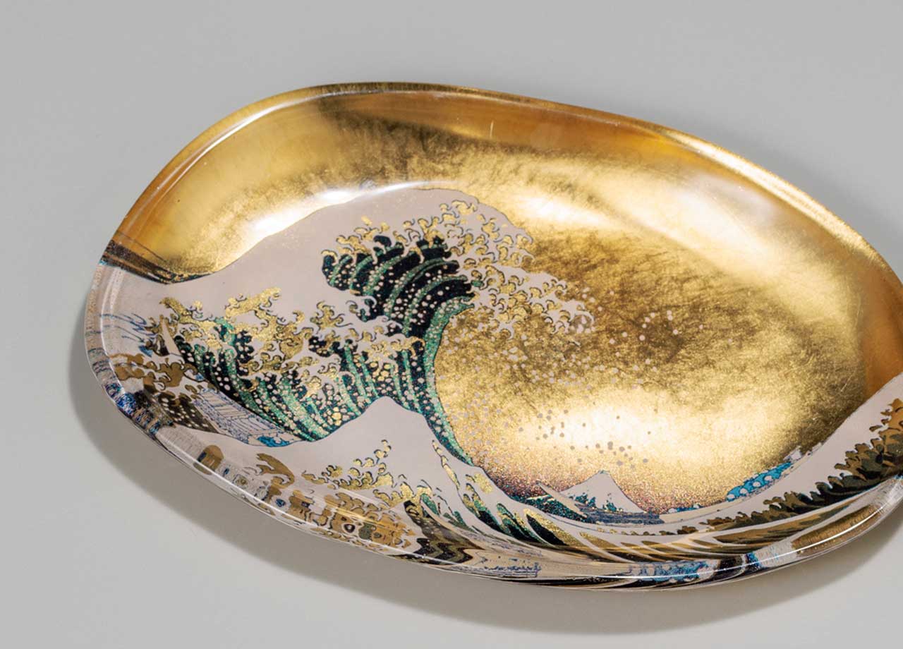 箔一 hakuichi 金箔 金沢箔 金沢 工芸品 箔名画 ガラストレー 波 (金