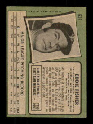 1971 Topps #631 Eddie Fisher VGEX Angels 530769 | eBay