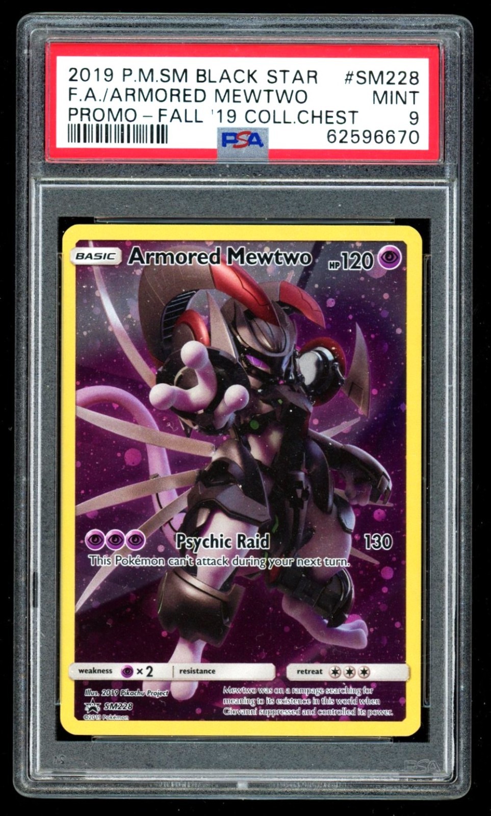 Armored Mewtwo #SM228 PSA 9 MINT 2019 Pokemon S&M Black Star Promo