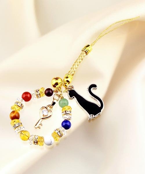 カギ猫ハッピーストラップ [ ストラップ ブレスレット 天然石 メンズ