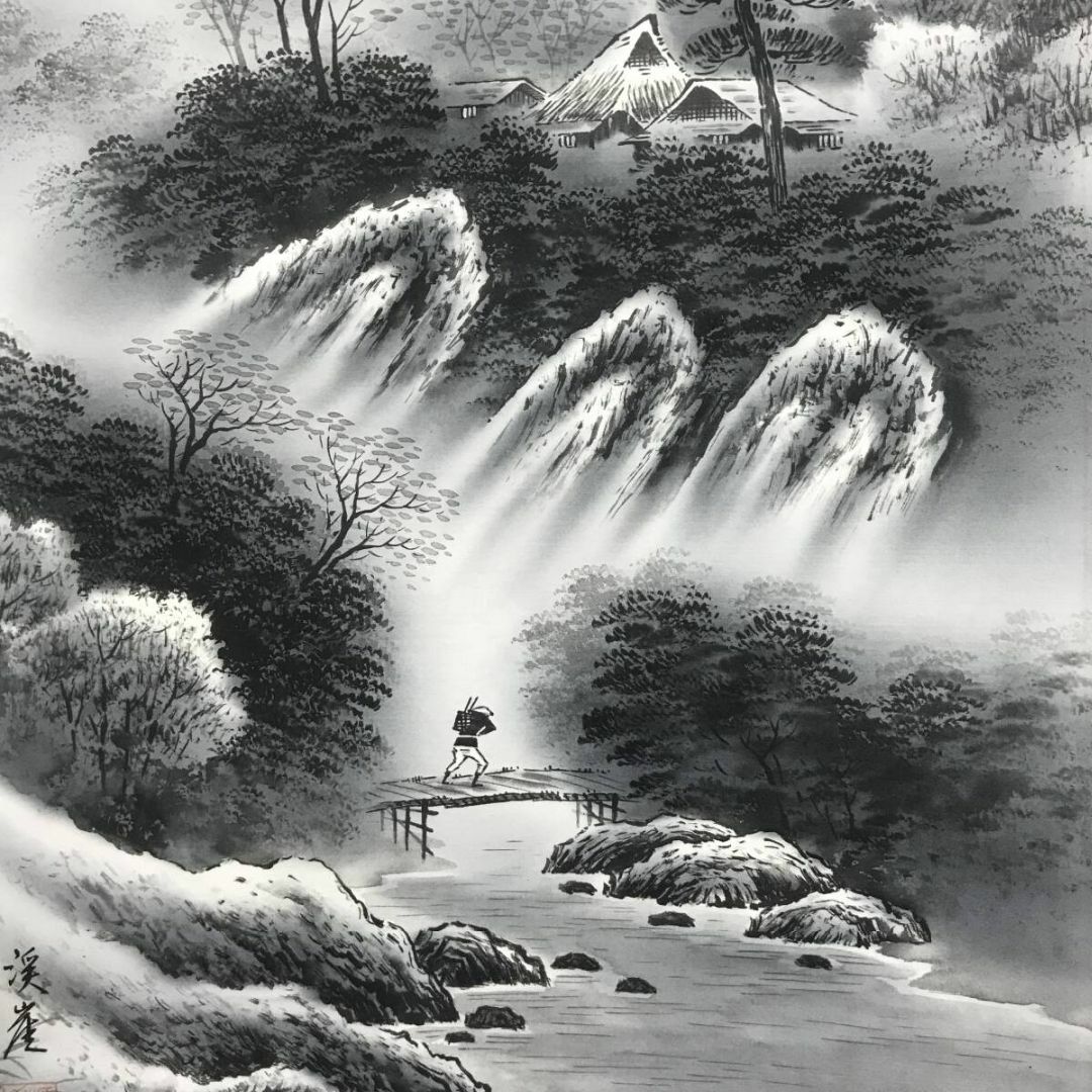 真作/渓崖/山水図/水墨山水図/掛軸☆宝船☆AJ-670の通販 by 掛軸✩宝船