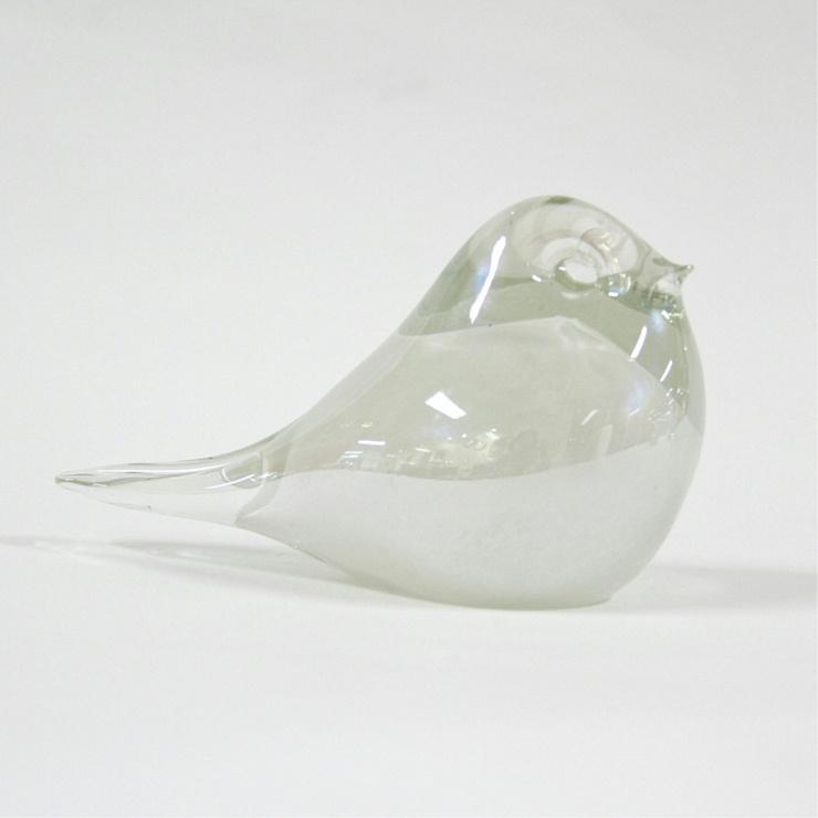 鳥 置物 オブジェ ガラス グラスバード クリアミルクカラー バード