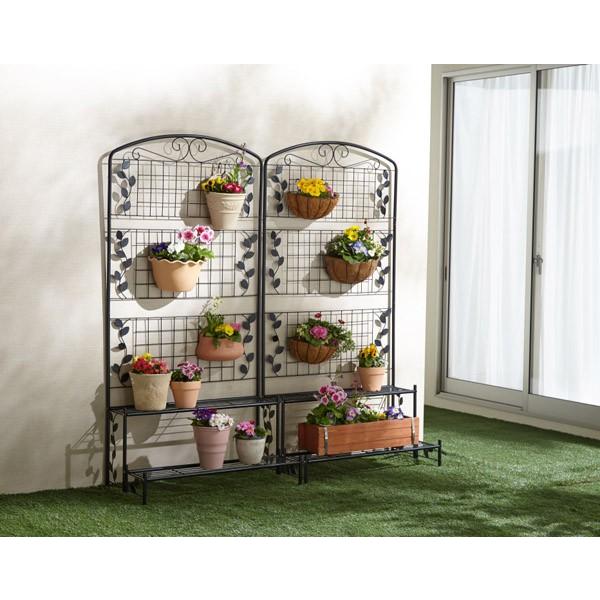 フェンス付フラワースタンド2段 1台 おしゃれ 花飾り フラワースタンド