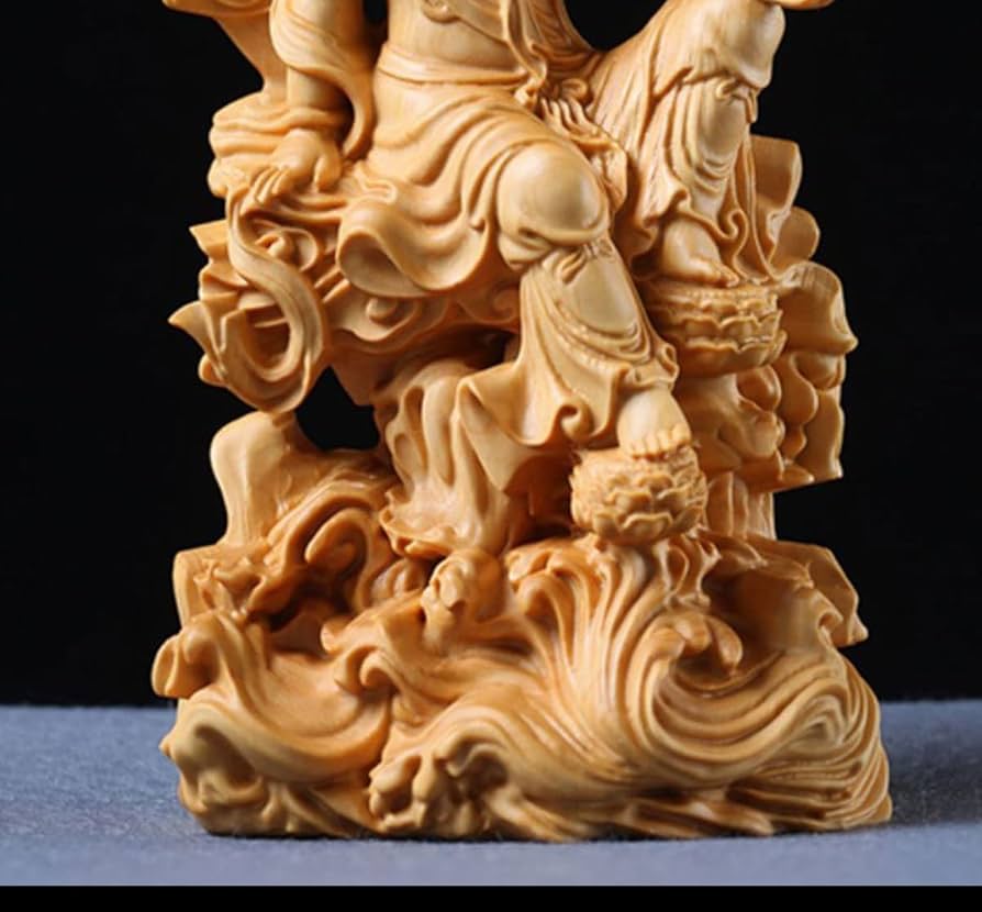 Amazon｜仏像 木彫り 置物 観音像 風水【水月観音】菩薩像 高級天然