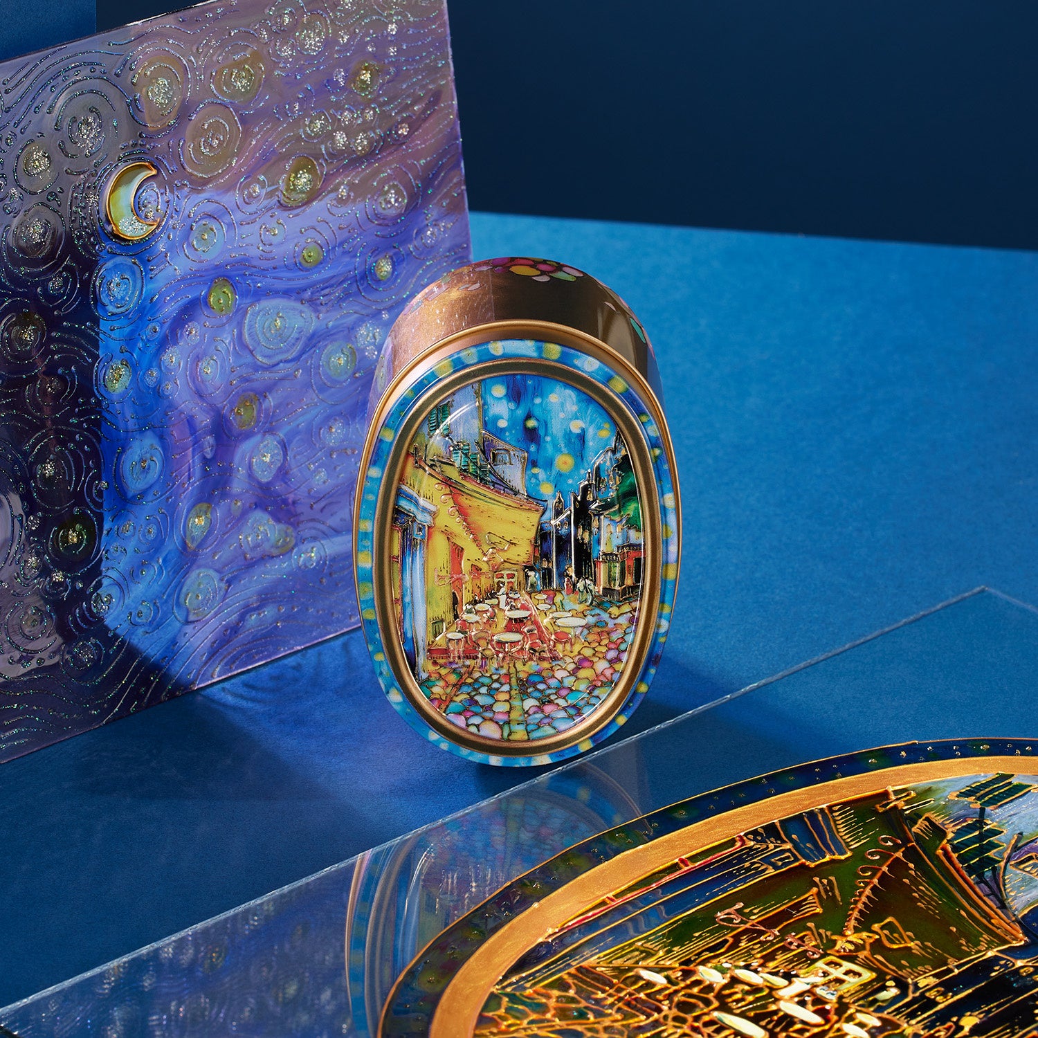 ゴッホ展 複製絵画 2個セット 夜のカフェテラス 青い花瓶の花 ゴッホ展