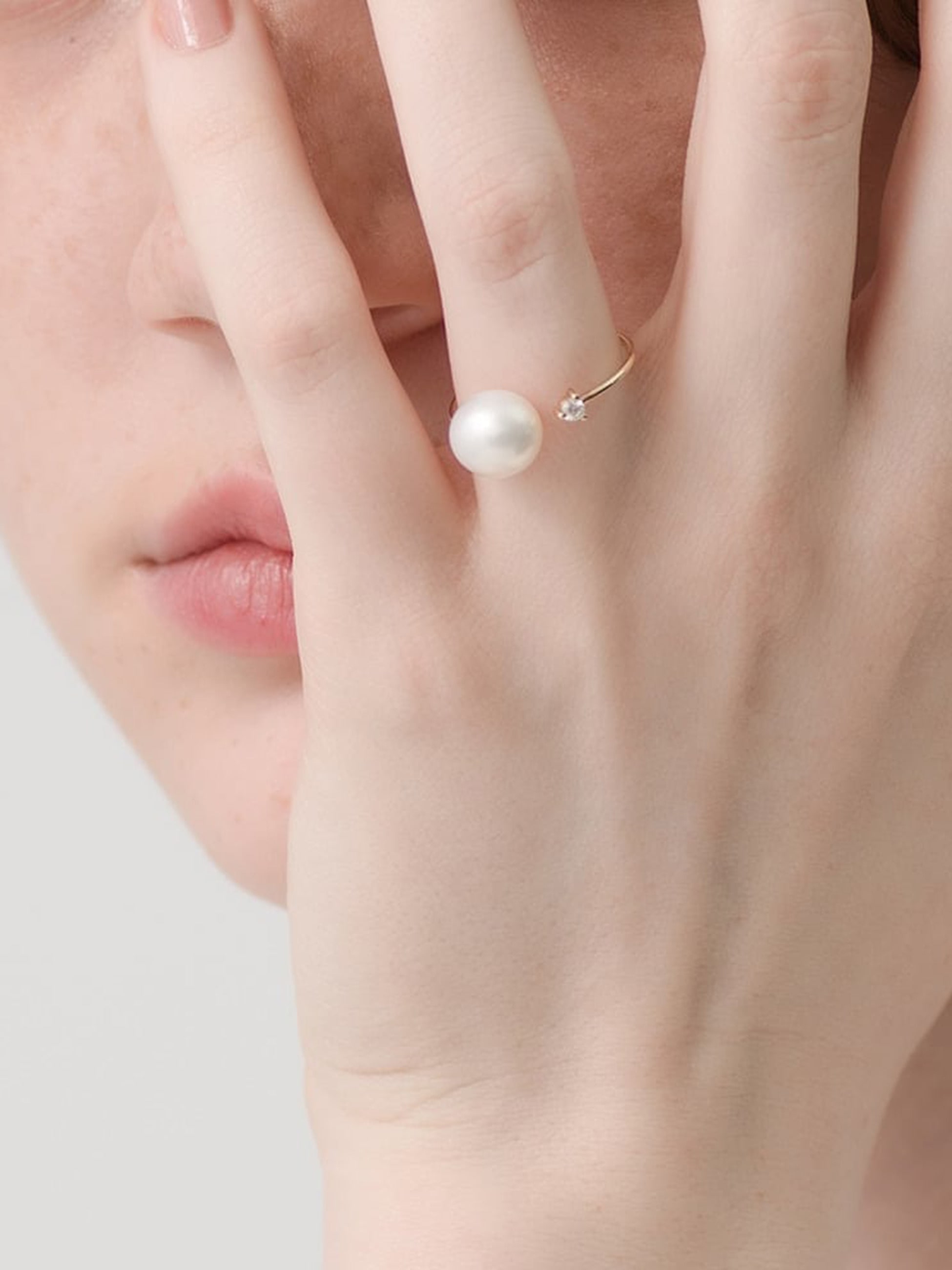 ダイヤモンド＆ラージパール オープンリング｜MIZUKI(ミズキ)｜Ron Herman