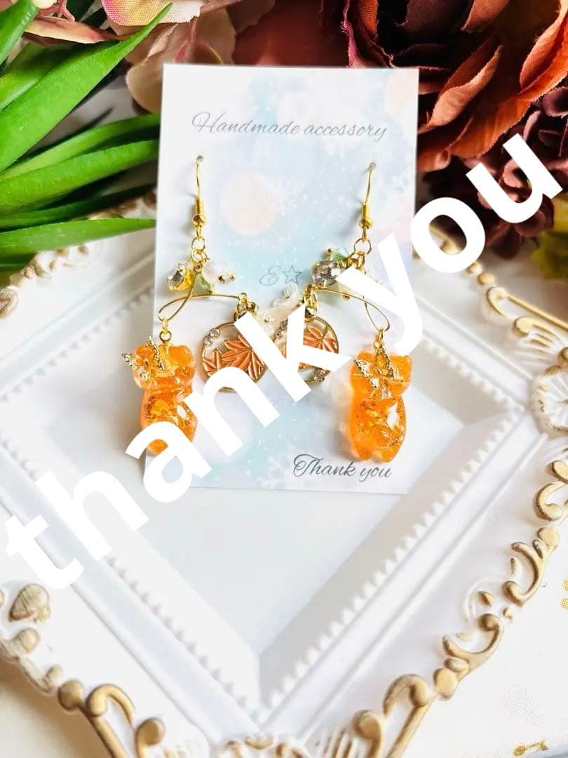 NO.443 ピアス　イヤリング　チャーム　レジンぐでねこ　紅葉 楽天市場】イヤリング ピアス レディース ねこ キャット 猫 cat