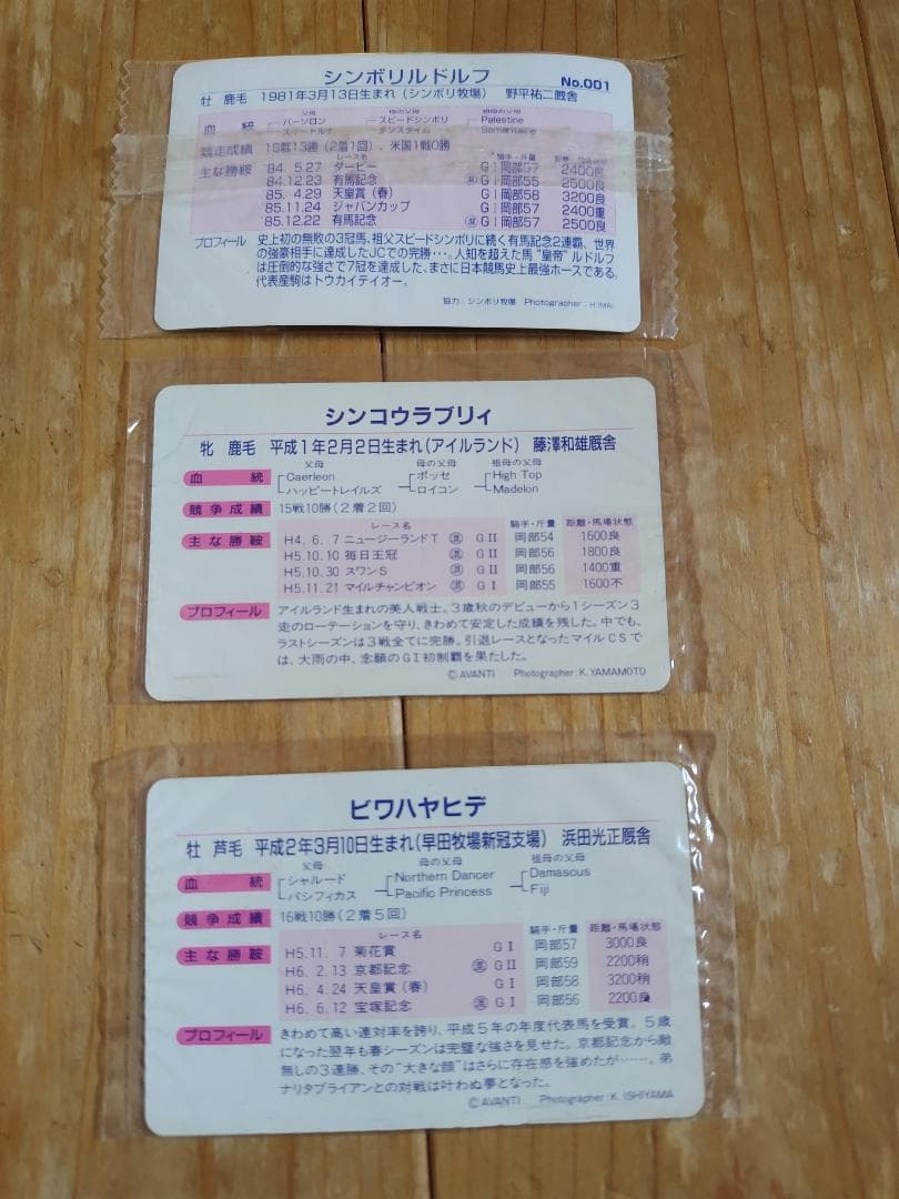 まねき馬カード未開封(シンボリルドルフ、シンコウラブリィ、ビワハヤヒデ)
