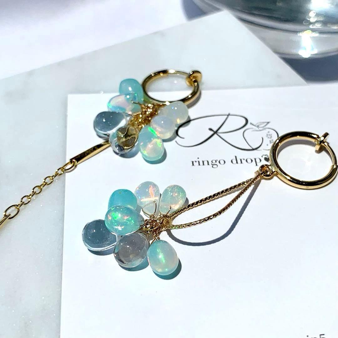 《厳選》プレシャスカラーオパール・水晶 14kgfピアス/16kgpイヤリング他