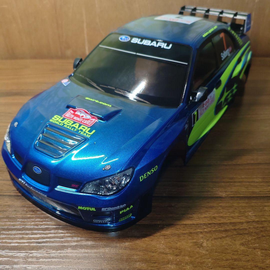 タミヤ　インプレッサ　ボディ　メタリックブルー タミヤ製 XB TT-01E ボディ作成①（カット＆塗装）