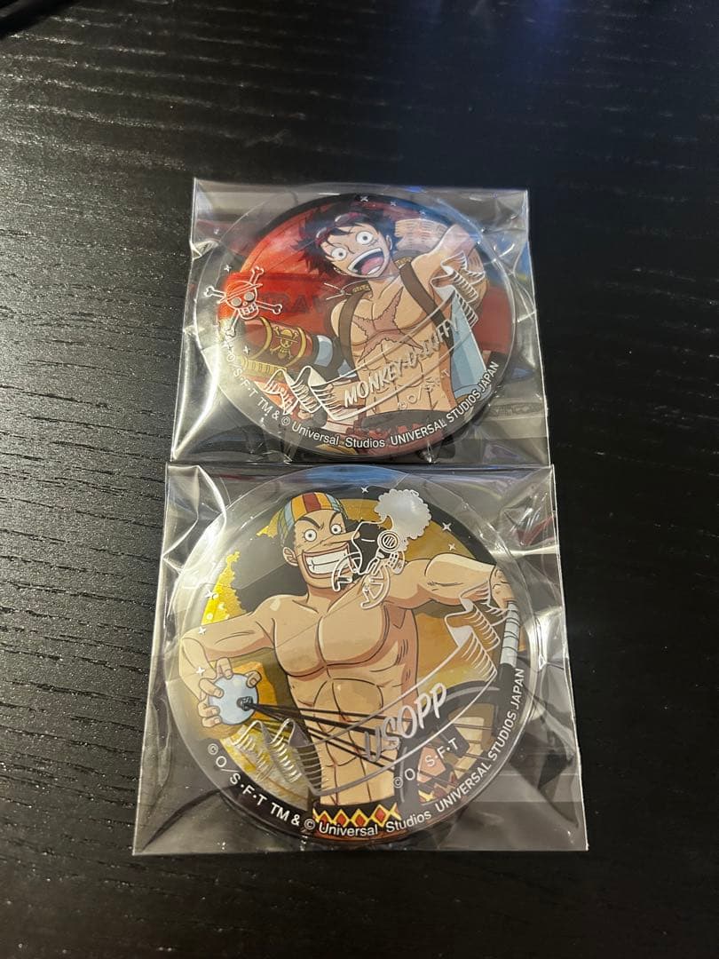 USJ 缶バッジ ワンピース　ルフィ　ウソップ2個セット 新作登場！ ワンピースの缶バッジコレクション（全16種）☆ 価格 700円