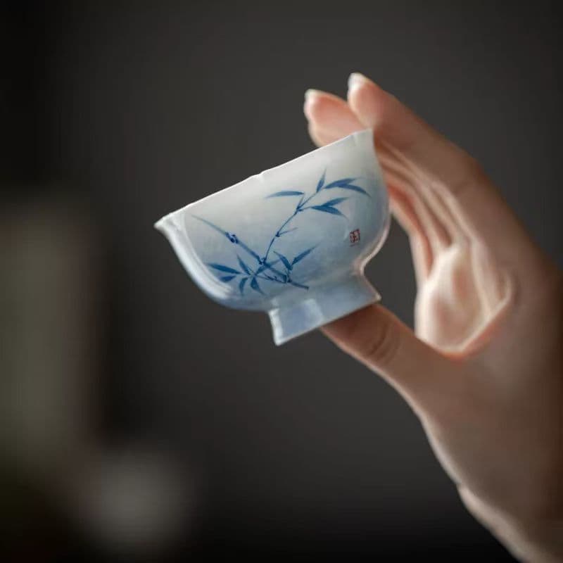 青い竹デザインの陶器カップ お得なSET】エスニック気分を盛り上げる ロータスシリーズ マグカップ