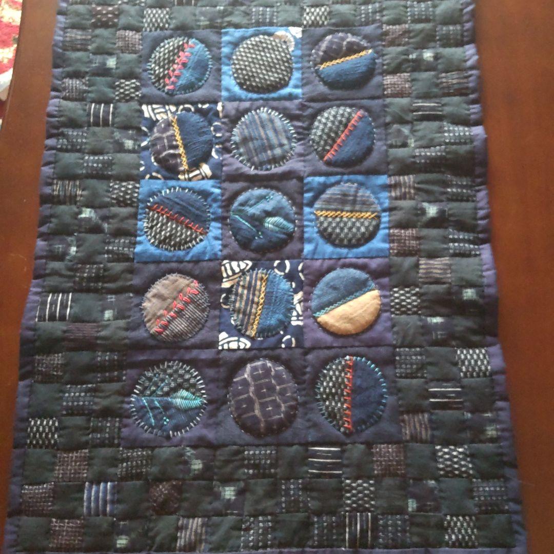 いろいろ古布のタペストリー パッチワーク&刺し子77.5㎝×55.5㎝ 古布のパッチワークのタペストリー 66個つなぎ その他インテリア雑貨