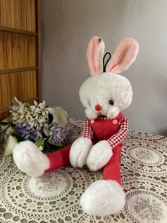脚長 うさぎ ぬいぐるみ 昭和レトロ 当時物 インテリア レトロポップ 昭和レトロ ぬいぐるみ うさぎ ウサギ 紅白 兎 干支 レトロポップの