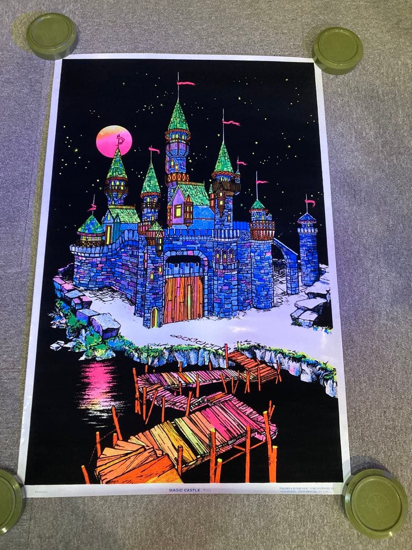 70'sヴィンテージ ブラックライトポスター MAGIC CASTLE #125 Vintage 1970s Moon Castle Replica Blacklight Poster DIGITAL