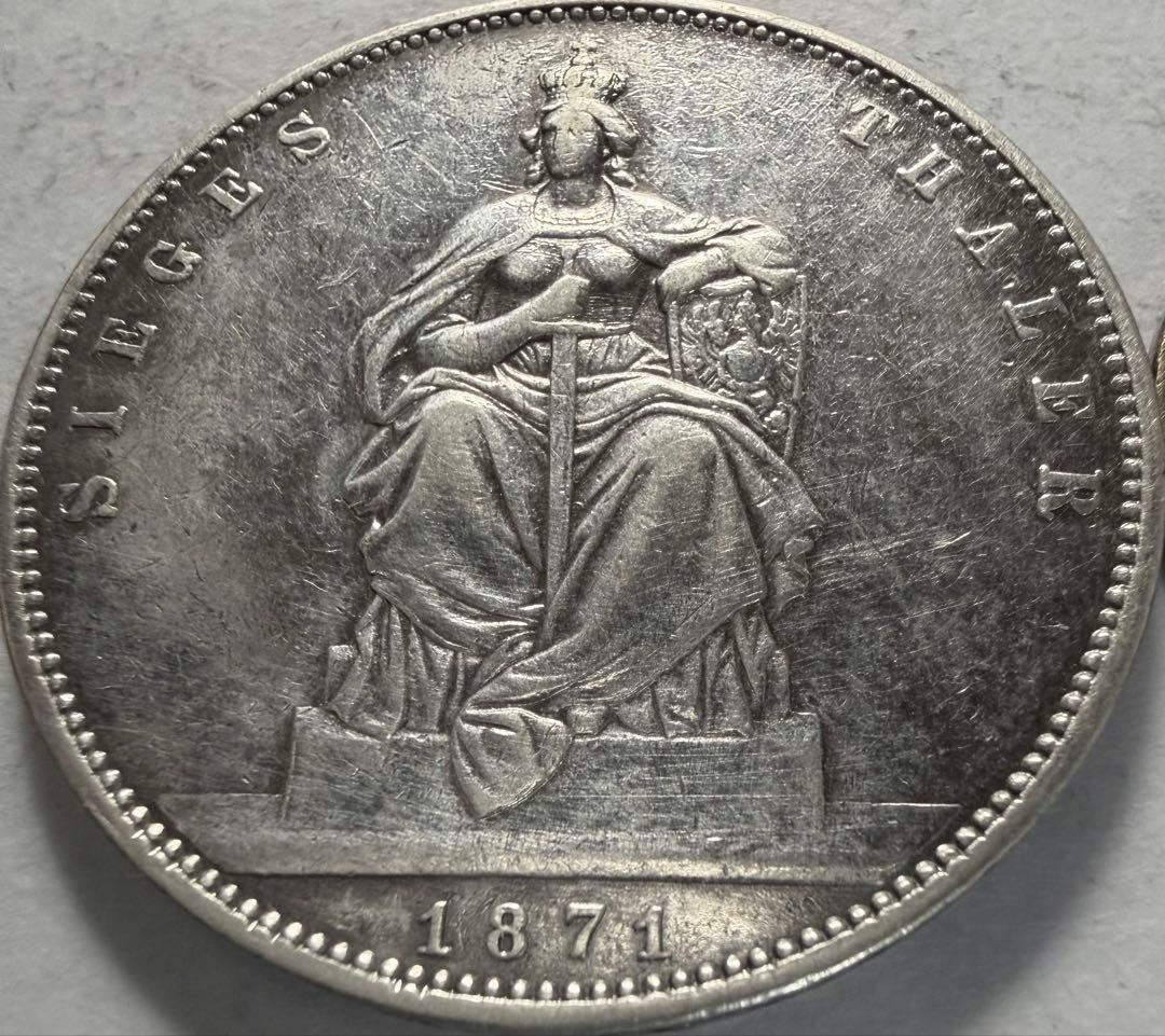 招*@様 1871年Aドイツ　プロイセン王国 1ターラー銀貨　フランスの勝利 SOLD】1722年 ドイツ🇩🇪 フランクフルト ターラー銀貨 PCGS MS62 都市