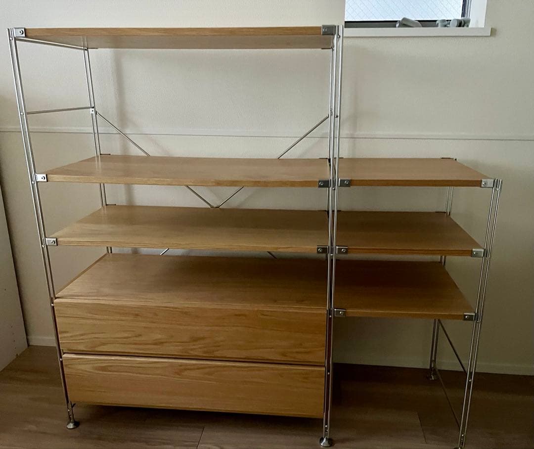 無印良品 ステンレスユニットシェルフ　オーク材 ステンレスユニットシェルフ オーク材棚セット ワイド 中 | 無印良品