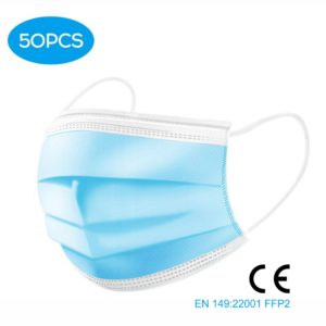 MASCARILLAS FACIAL DESECHABLES ESTANDAR 3 PLIEGUES (CJA 50UNDS)